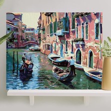 Hobi Sanat Sayılarla Boyama Tuval Seti Fırça Boya Dahil (Çıtalı) 40X50 cm - Venedik