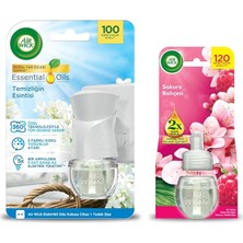 Wick Elektrikli Oda Kokusu Temizliğin Esintisi Kit (Cihaz + Yedek Şişe) + Sakura Bahçesi Yedek Şişe