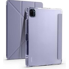 Mi Pad 5/5 Pro ile Uyumlu Kılıf Kalem Bölmeli Trifolding Case Mor