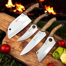 FourForce Şef Bıçak Seti 4 Parça Almazan Bıçak Outdoor Bıçakları Hediyelik Bıçak