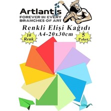 FourForce Elişi Kağıdı A4 10 Renk 5 Paket El Işi Kağıdı 10 Lu Kreş Ana Sınıfı Okul Öncesi Sınıf Malzemesi