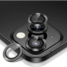 FourForce Iphone Alüminyum Alaşım Çerçeveli Tempered Glass Kamera Lens Koruyucu (Iphone 13, Black)