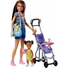 Barbie Bebek Bakıcılığı Oyun Seti FHY97 - Esmer Kalpli Küpeli HTK34