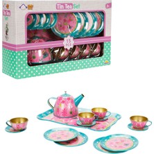 Little Chef Porselen Çay Takımı 15 Parça - Yeşil-Çiçek Desenli