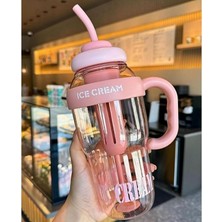 ml Bpa Free Detoks Su Şişesi – Filtreli, Pipetli & Saplı Spor Matara, Ice Bottle Suluk, Çay – Meyve – Buz Filtreli, Seyahat & Okul Için Uygun (Bej)