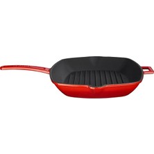FourForce Metal Döküm Izgara Tava, Metal Saplı, 26X32 Cm, Siyah