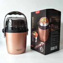 Pinkah Paslanmaz Çelik Yalıtımlı Vakumlu 2 Katlı Okul-Seyahat-Kamp Için 1600ML Termos Özellikli Çorba Yemek Kabı Lunchbox PJ-33500