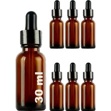 FourForce 30 ml Metal Kapaklı Damlalık Dropper Şişesi Serum 30 cc Cam Şişe 6 Adet (Siyah Kapak, Amber/kahverengi)