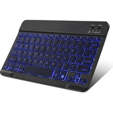 Tablet ve Telefonlar Için Rgb LED Işıklı Bluetooth Klavye Şarjlı Kablosuz + Tr Klavye Sticker - AL2670 Siyah