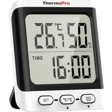 TP152 Saatli, Büyük 8.4 cm Ekranlı Iç Mekan Dijital Termometre, Nem Ölçer ve Oda Saati (Higrometre)