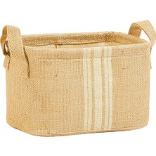 FourForce Home Textile Çizgili Jüt Sepet 24 x 17 x 14 cm