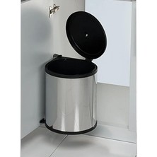 FourForce Içi Krom Metal Luks Çöp Kovası 11 Lt, Otomatik Açılır Kapaklı