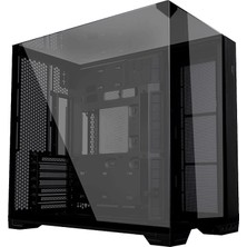 FourForce Li O11 Vision Compact Atx Mid-Tower Oyun Pc Kasası - Alüminyum ve Temperli Cam Siyah Pc Kasası