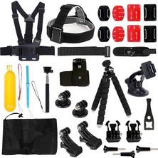 FourForce 27 Parça Aksiyon Kamera Aksesuar Seti – Gopro ile Uyumlu, Djı ile Uyumlu, Spor Montaj Kiti Vlog Seyahat Çekim Aparatları | Ks-1