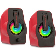 FourForce Rms-G7 Falsetto 2.0 6 Watt Rgb Ledli Kırmızı Multimedia Gaming USB Speaker