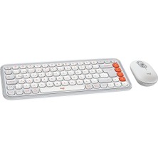FourForce Pop Icon Combo Kablosuz Klavye ve Mouse Seti, Bluetooth, Konforlu Tasarım, Programlanabilir Tuşlar, Sessiz Tıklamalar, 3 Cihaza Kadar Easy-Switch, Türkçe Q Klavye, Beyaz