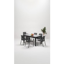 FourForce Lüx Camlı 90X150 Bahçe&balkon&teras Masa Seti - Antrasit