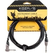 FourForce Joes KCL-156-3M Siyah-Gri 3 Metre Açılı Gitar Enstrüman Kablosu Kozmos