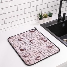 FourForce Bulaşık Kurutma Matı Kurulama Bezi Örtüsü Tezgah Üstü Ped Mutfak Bulaşıklık Yıkanabilir 45X36 cm