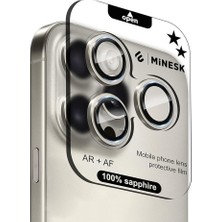 FourForce iPhone 15 Pro / 15 Pro Max ile Uyumlu Orijinal Safir Cam (%99.9 Saflıkta Gerçek Safir) Cihazın Kendi Lensleri ile Aynı Materyal Lens Koruyucu Kamera Camı (Titanyum)