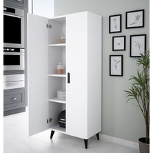 FourForce Kapaklı 4 Raflı Mutfak Dolabı Banyo Dolabı Çok Amaçlı Dolap Beyaz