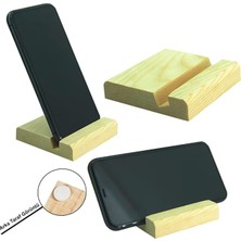 FourForce CT8008 Telefon Standı Masaüstü Ahşap Kaymaz Taban Pedli (8CMX8CMX1,6CM) Dizi, Film, Video, Görüntülü Sohbet Vb. Için Dik ve Yan Kullanımlı Telefon Tutucu Ahşap Stand