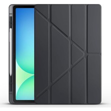 FourForce Samsung Galaxy Tab S10 Fe Plus 13.1 Inç ile Uyumlu Kılıf Tri Folding Silikon Kalem Bölmeli Katlanabilir Standlı Pu Deri Yumuşak Kapak Tablet Kılıfı Akıllı Kapak Uyku Modlu, Siyah