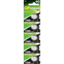 FourForce Batteries CR2025 2025 Boy Lityum Düğme Pil, 3 Volt, 5'li Kart, Gri