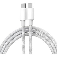FourForce 60W Type-C To Type-C Örgülü Data ve Şarj Kablosu 1m Beyaz K2795 (Orijinal Görünümlü)