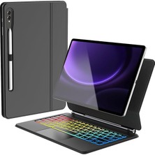 FourForce Samsung Galaxy Tab S9 Fe Plus Klavyeli Kılıf - Tab S8 Plus/s7 Plus/s7 Fe 12,4 Inç Magic Keyboard Touchpad Rgb Işıklı Klavyeli Kılıfı