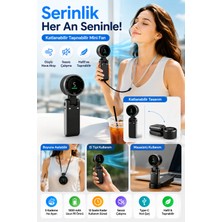 Open City Siyah Taşınabilir Mini Fan Katlanabilir Boyuna Asılabilir USB Şarjlı Sessiz El Tipi Vantilatör