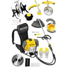 FourForce Alman 16 Hp Tam Profesyonel Sırt Tipi Benzinli Tırpan Ot Çalı Çim Biçme Makinesi Sarı + Çapa Aparatı