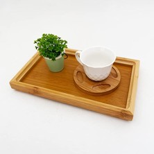 FourForce Bambu Dikdörgen Servis Tepsisi Küçük Boy Tepsi 25CM*15CM*2.6CM