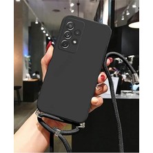 FourForce Samsung Galaxy S25 Ultra ile Uyumlu Ipli Boyun Askılı Silikon Kılıf Kadife Iç Yapılı Dulcet Epiphany Boyun Çapraz Asılabilen Ipli Kılıf Siyah
