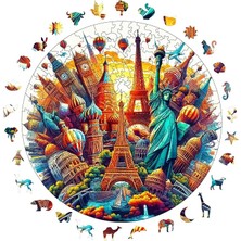 FourForce Puzzle Yetişkin - Dünya Şehirleri - 252 Parça, 29 x 29 cm - Yapıştırıcı Folyo Dahil - Benzersiz Şekilli Parçalar & Özel Figürler - A1-11