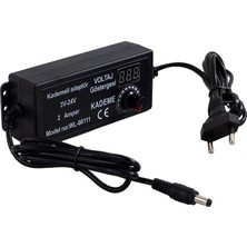 FourForce Lua 3 Volt - 24 Volt, 2 Amper, Ayarlanabilir Güç Adaptörü, 5.5x2.5mm Uçlu, Dijital Ekranlı Ayarlı Kademeli Adaptör,