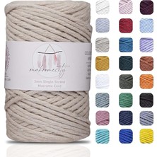 FourForce Tek Telli Makrome Kordon 3 mm x 100 Yard (300 Ft) 3 mm Tek Telli Latte Pamuk Kordon Makrome Sanat ve El Sanatları Duvar Askıları Için Geri Dönüşümlü Pamuk Kordon Ipliği Dıy (Latte, 1