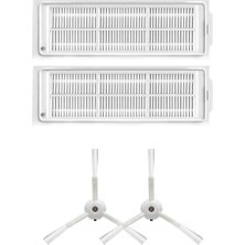 FourForce Mop 2 Pro (Beyaz) MJST1SHW Uyumlu Yedek Hepa Filtre ve Yan Fırça-4 Parça
