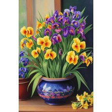 FourForce Baskılı Sayılarla Boyama Hobi Seti (Çerçeveli) 40X50 Cm: Vazodaki Çiçekler