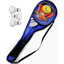 FourForce Çantalı Bedminton Seti 2 Raket 3 Top Badminton Seti Mavi Renk Renkli
