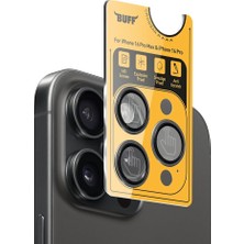 FourForce Labs iPhone 16 Pro Max / 16 Pro ile Uyumlu Titanyum 9h Lens Koruyucu (Black)