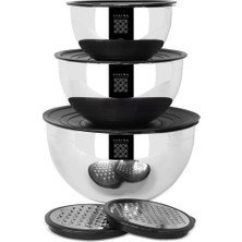 FourForce Modernist 9 Parça Rendeli Çelik Karıştırma ve Saklama Kabı Seti