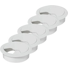 FourForce Masa Üstü Kablo Kanalı Deliği Kapağı Beyaz Masa Kapağı 6 cm (5 Adet)