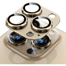 FourForce iPhone 11/12 Mini Için Tek Parça Darbeye Dayanıklı Kamera Lens Koruyucu, Gece Çekim Modu Uyumlu, Hd Alüminyum Alaşım Çerçeveli 9h Sertliğinde Temperli Cam (Gold)