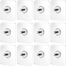 FourForce 12 Kendinden Yapışkanlı Kanca, Süper Taşıma Kapasitesi, Kendinden Yapışkanlı Vida, Su Geçirmez, Delmeden Duvara Sabitleme, Şeffaf, Kendinden Yapışkanlı Vida Çıkartması, Banyo, Mutfak Için, 7 x 7 cm