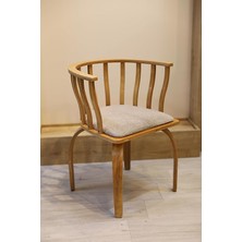 Bohem Yemek Masası Sandalyesi – 71X57 Cm, Kayın Ağacı, Krem Teddy Kumaş, Şık ve Konforlu Oturum