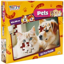 Witty Puzzlezz 60 Parça Puzzle: Sevimli Kedi ve Köpek