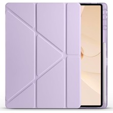 FourForce Huawei ile Uyumlu Matepad 12X Kılıf Zore Tri Folding Kalem Bölmeli Standlı Kılıf Lila