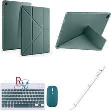 FourForce Galaxy Tab A9 Plus X210 11'' Uyumlu Standlı Kılıf Dokunmatik Kalem ve Klavye Mouse 3'lü Set Haki