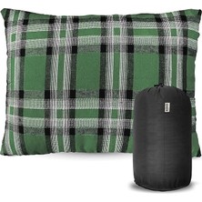 FourForce Kamp Yastığı, Seyahat Yastığı, Silikon Elyaf Dolgulu Hafif Küçük Yastık, Orta Sertlikte, Nefes Alabilir Kılıf, Kamp, Uçak ve Araba Yolculuk Için Ideal 30X45CM Flanel Yeşil